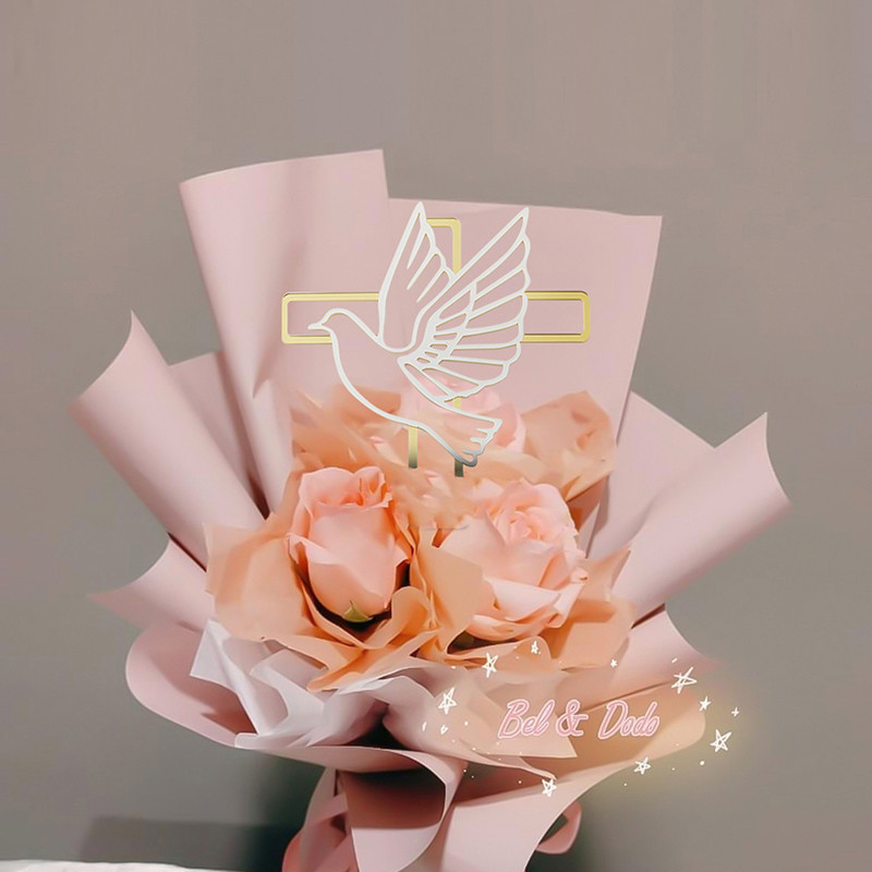 1PC Krikšto Pirmosios Komunijos torto kortelės torto dekoravimas Peace Dove torto viršus akrilinis vakarėlio reikmenys Tortų dekoravimo įrankiai