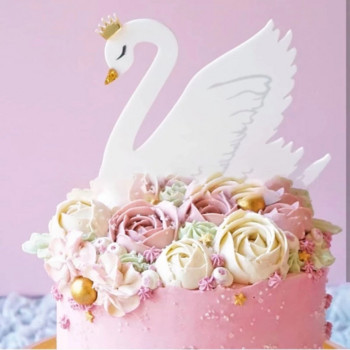 Нова тема Животни Честит рожден ден Торта за торта Карикатура Лъв Лебед Куче Котка Топпер за торта за бебе Декорации за торта за рожден ден
