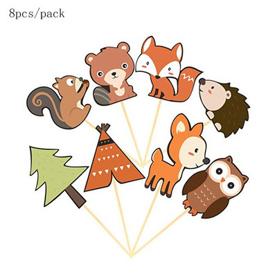 Noua temă Animale Topper pentru tort La mulți ani de desene animate Leu lebădă Câine Pisică Topper pentru tort pentru petrecerea de aniversare a bebelușului Decoratiuni pentru tort