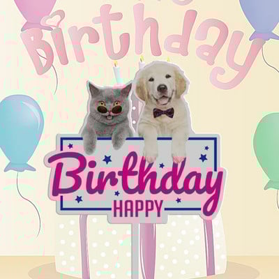 Noua temă Animale Topper pentru tort La mulți ani de desene animate Leu lebădă Câine Pisică Topper pentru tort pentru petrecerea de aniversare a bebelușului Decoratiuni pentru tort