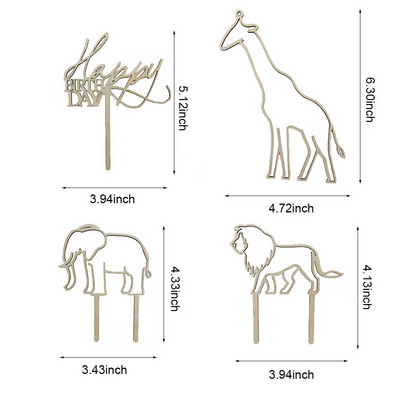 Noua temă Animale Topper pentru tort La mulți ani de desene animate Leu lebădă Câine Pisică Topper pentru tort pentru petrecerea de aniversare a bebelușului Decoratiuni pentru tort