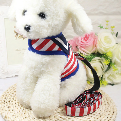 Pet Dog Cat Sailor Stripes Vest Мрежест колан и комплект каишка Chihuahua Puppy Дишаща жилетка с колан за домашни любимци Navy