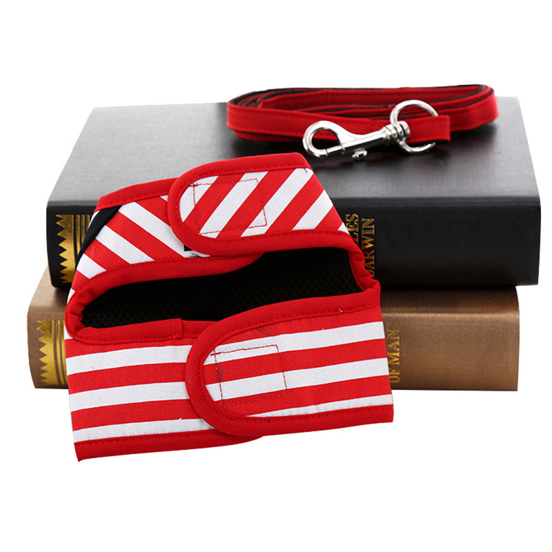 Pet Dog Cat Sailor Stripes mellény hálós hám és póráz szett Chihuahua Puppy Légáteresztő kisállat sötétkék hám mellény