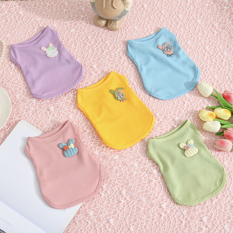 Multifilm Vest Lemmiklooma Koera Riided Kass Solid T-särk Riietus Koerad Õhukesed Väike Mood Chihuahua Puuvillane Suvine Hingav Mopsisärk
