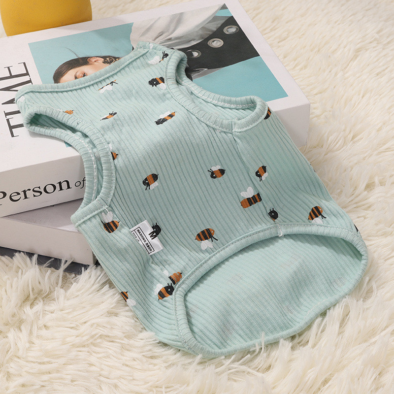 Medvilninė megzta naminių šunų liemenė mažiems vidutiniams šunims Pavasario vasaros šunų drabužiai šuniuko marškinėliai be rankovių, skirti Čihuahua Yorkie Bichon