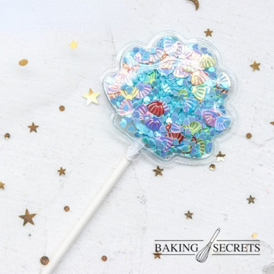 3 buc Sirenă Paiete Cake Topper Baby Shower Decor pentru Tort Albastru Roz Stea Shell Ocean Cupcake Toppers Ziua Nașterii Nunta