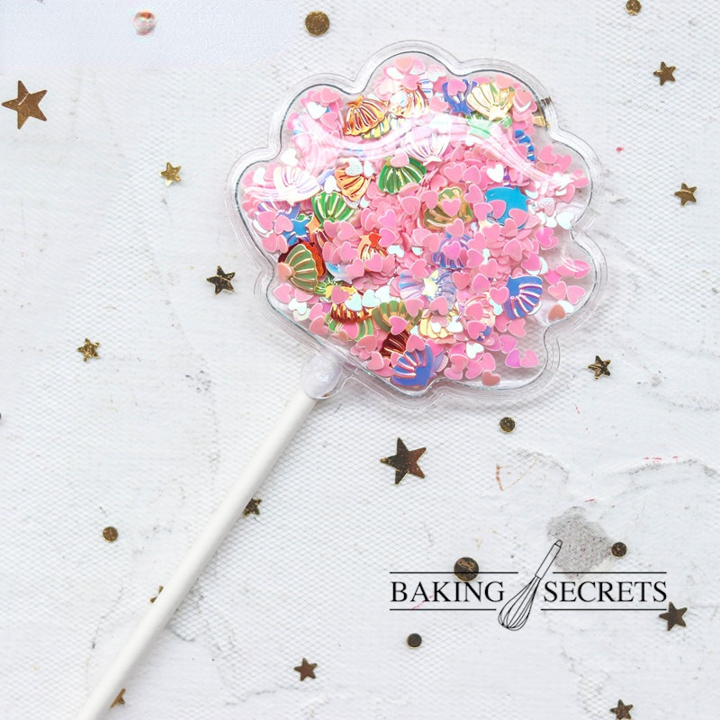 3 buc Sirenă Paiete Cake Topper Baby Shower Decor pentru Tort Albastru Roz Stea Shell Ocean Cupcake Toppers Ziua Nașterii Nunta