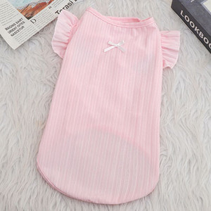 Mieli šunų marškinėliai Liemenė Tušti naminių gyvūnėlių drabužiai skraidančios rankovės šuniuko katės gobtuvai Rožiniai balti šuniukų marškinėliai mažiems šunims Chiwawa Pet Vest XS