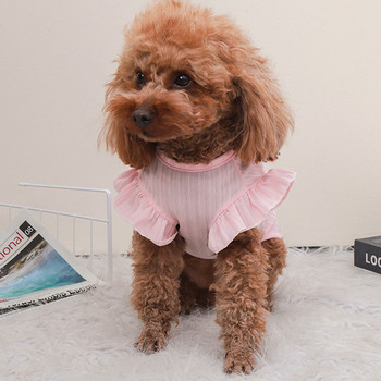 Γλυκό πουκάμισο για σκύλους, κενά ρούχα για κατοικίδια, ιπτάμενα μανίκια, κουκούλα για κουτάβι γάτα, ροζ λευκό μπλουζάκι για μικρά σκυλιά Chiwawa Pet Vest XS