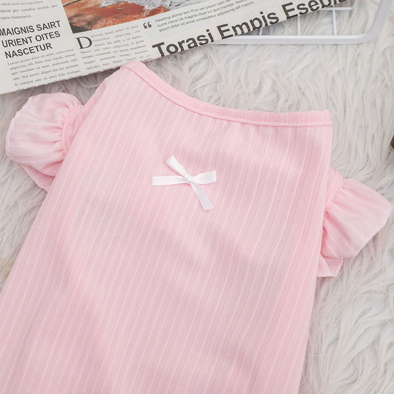 Mieli šunų marškinėliai Liemenė Tušti naminių gyvūnėlių drabužiai skraidančios rankovės šuniuko katės gobtuvai Rožiniai balti šuniukų marškinėliai mažiems šunims Chiwawa Pet Vest XS