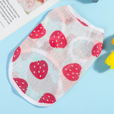 Nyári vékony kutyamellényruhák Rajzfilm Gyümölcsös Nyomtatott Kisállat Beach Ujjatlan pulóver Macskapóló Fényvédő Kölyökruházathoz