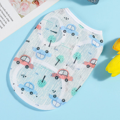 Nyári vékony kutyamellényruhák Rajzfilm Gyümölcsös Nyomtatott Kisállat Beach Ujjatlan pulóver Macskapóló Fényvédő Kölyökruházathoz