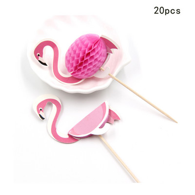20 buc Fagure Flamingo Cocos Arbor Ananas Tort Toppers Hartie Cupcake Toppers pentru Vară Nunta Decoratiuni pentru petreceri de aniversare