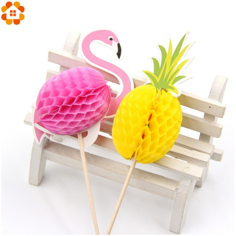 20 buc Fagure Flamingo Cocos Arbor Ananas Tort Toppers Hartie Cupcake Toppers pentru Vară Nunta Decoratiuni pentru petreceri de aniversare