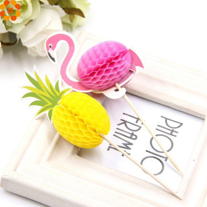 20 buc Fagure Flamingo Cocos Arbor Ananas Tort Toppers Hartie Cupcake Toppers pentru Vară Nunta Decoratiuni pentru petreceri de aniversare
