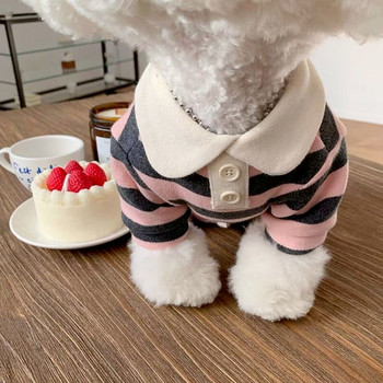 Pet Stripe Basecoat Χαριτωμένο μπλουζάκι πόλο με λαιμόκοψη Schnauzer Malzis Teddy Yorkshire Bears Pomeranian VIP Μικρά Ρούχα σκύλου για γάτα