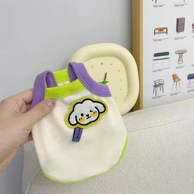 Jauns suņu siksniņu tops vasaras plānās multfilmu izšuvumu dekorācijas modes dizaina elpojošs saules aizsargkrēms mājdzīvnieku apģērbs