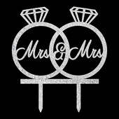 1 buc. Inele acrilice Mrs & Mrs Diamond Topper pentru drapel pentru tort Steaguri pentru tort, aur, argint, pentru petrecerea aniversară de nuntă