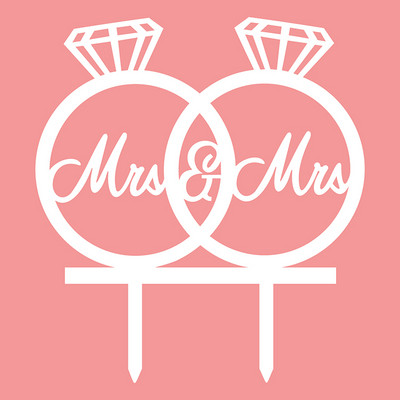 1 buc. Inele acrilice Mrs & Mrs Diamond Topper pentru drapel pentru tort Steaguri pentru tort, aur, argint, pentru petrecerea aniversară de nuntă