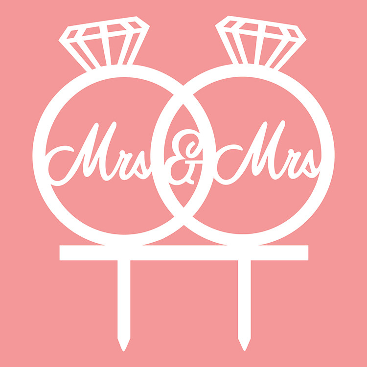 1 buc. Inele acrilice Mrs & Mrs Diamond Topper pentru drapel pentru tort Steaguri pentru tort, aur, argint, pentru petrecerea aniversară de nuntă