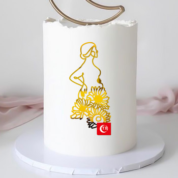 Акрилно минималистично изкуство Лице на дама Бременна майка Торта за торта Момиче Честит рожден ден Консумативи за парти Декорация на торта за бебешко парти