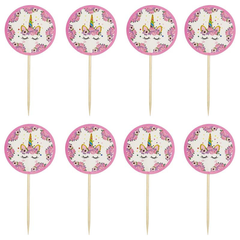 24 tk Multifilmi ükssarviku koogikatted Laste ükssarviku peokoogi kaunistustarvikud Palju õnne sünnipäevaks Baby Shower tassikoogi lipud