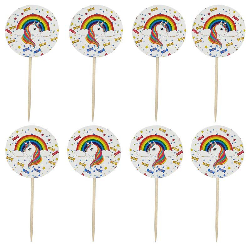 24 tk Multifilmi ükssarviku koogikatted Laste ükssarviku peokoogi kaunistustarvikud Palju õnne sünnipäevaks Baby Shower tassikoogi lipud