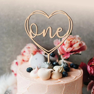 Decoratiuni din lemn pentru un tort pentru petrecere de aniversare nou-născut 1 primă aniversare Baby Shower petrecere pentru copii o aniversare decorațiuni pentru tort