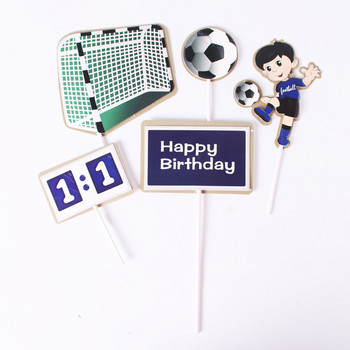Child Play Football Sports Theme Happy Birthday Cake Topper Cartoon Boy Soccer Birthday Cake Decoration Party Supplies