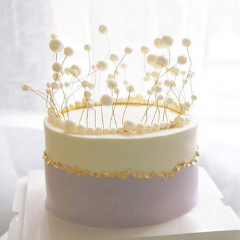 1PC Тиара Златен цвят Crown Cake Topper Декорация Декоративна Елегантна сватбена торта Princess Birthday Decoratio Парти консумативи