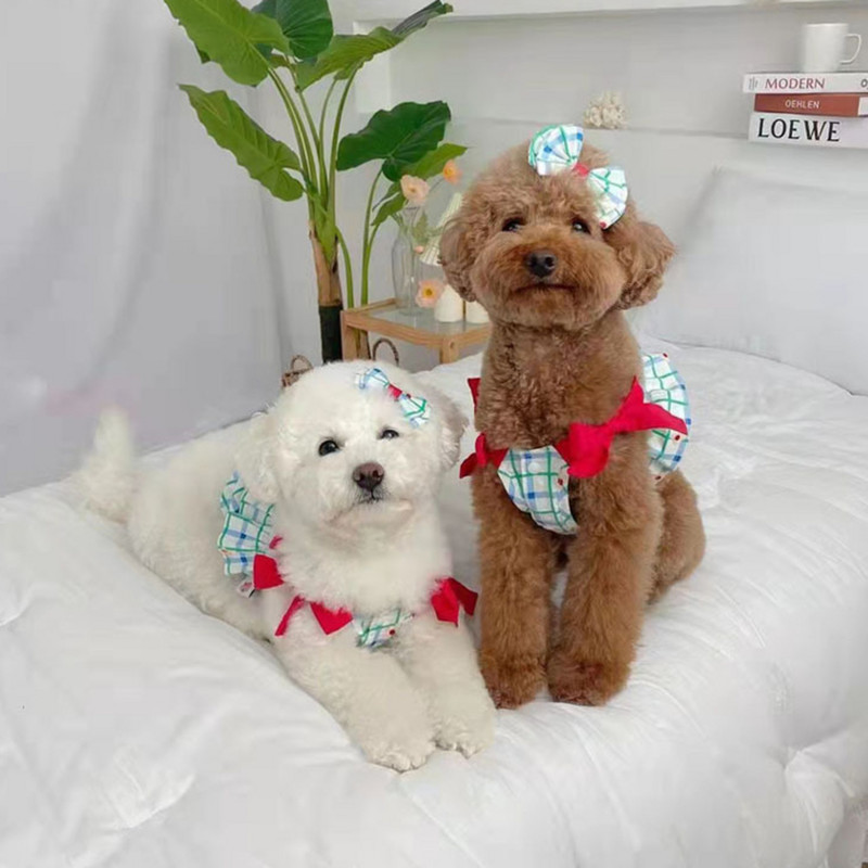 Primăvară Vară Camisole în carouri pentru animale de companie Iepure drăguț Pălărie de soare Haine pentru câini Camisole în carouri Teddy Yorkshire Schnauzer Haine pentru cățeluș maltez