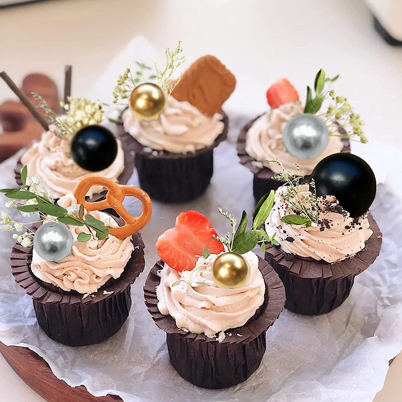 20 db Boldog születésnapi tortafesték arany ezüst golyó barkácsolás Cupcake topper esküvői parti golyó dekoráció születésnapi dekorációs parti kellék