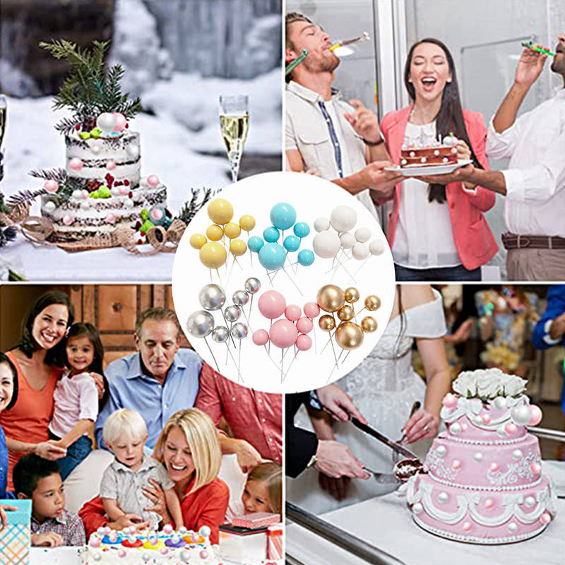 20 db Boldog születésnapi tortafesték arany ezüst golyó barkácsolás Cupcake topper esküvői parti golyó dekoráció születésnapi dekorációs parti kellék