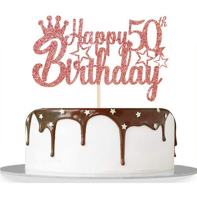 Csillogó rózsa arany Boldog 20 éves születésnapot, csillag tortafeltétek