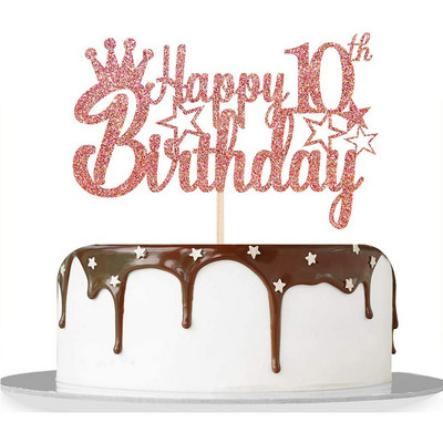 Csillogó rózsa arany Boldog 20 éves születésnapot, csillag tortafeltétek