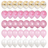 40 τεμαχίων 10 ιντσών 1ο πάρτι γενεθλίων Διακόσμηση γάμου Ροζ χρυσός Αχάτης Σετ μπαλόνι από λατέξ Αψίδα
