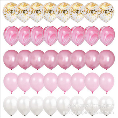 40 τεμαχίων 10 ιντσών 1ο πάρτι γενεθλίων Διακόσμηση γάμου Ροζ χρυσός Αχάτης Σετ μπαλόνι από λατέξ Αψίδα