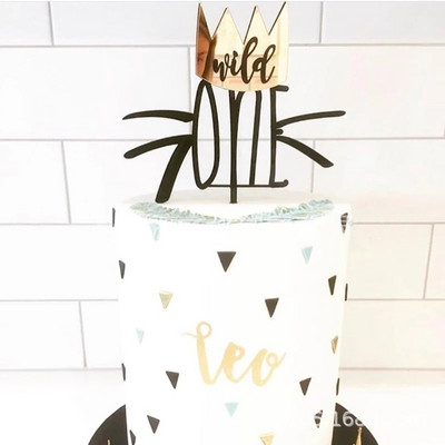 INS New Wooden One Cake Topper Ακρυλικό One Baby Cake Topper Gold Toppers for Kid 1st Birthday Party Decorations Cake Baby Shower