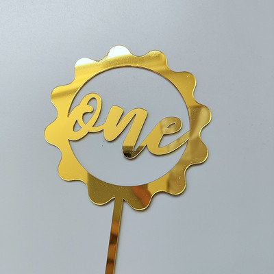 INS New Wooden One Cake Topper Ακρυλικό One Baby Cake Topper Gold Toppers for Kid 1st Birthday Party Decorations Cake Baby Shower