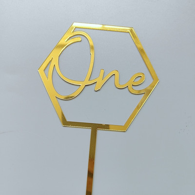 INS New Wooden One Cake Topper Ακρυλικό One Baby Cake Topper Gold Toppers for Kid 1st Birthday Party Decorations Cake Baby Shower