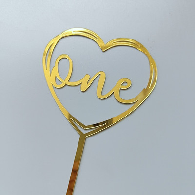 INS New Wooden One Cake Topper Ακρυλικό One Baby Cake Topper Gold Toppers for Kid 1st Birthday Party Decorations Cake Baby Shower