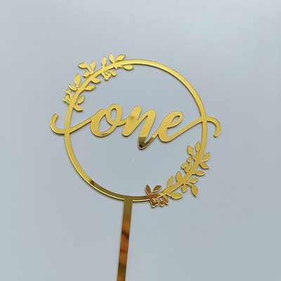INS New Wooden One Cake Topper Ακρυλικό One Baby Cake Topper Gold Toppers for Kid 1st Birthday Party Decorations Cake Baby Shower