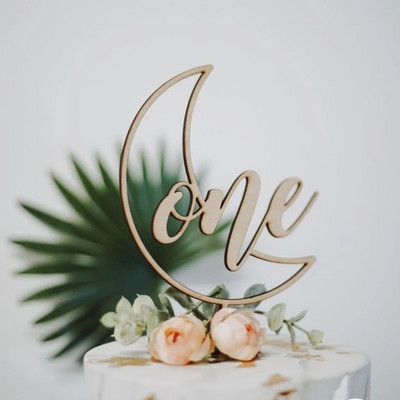 INS New Wooden One Cake Topper Ακρυλικό One Baby Cake Topper Gold Toppers for Kid 1st Birthday Party Decorations Cake Baby Shower