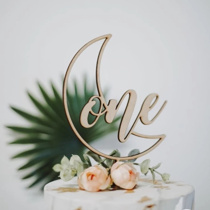 INS New Wooden One Cake Topper Ακρυλικό One Baby Cake Topper Gold Toppers for Kid 1st Birthday Party Decorations Cake Baby Shower