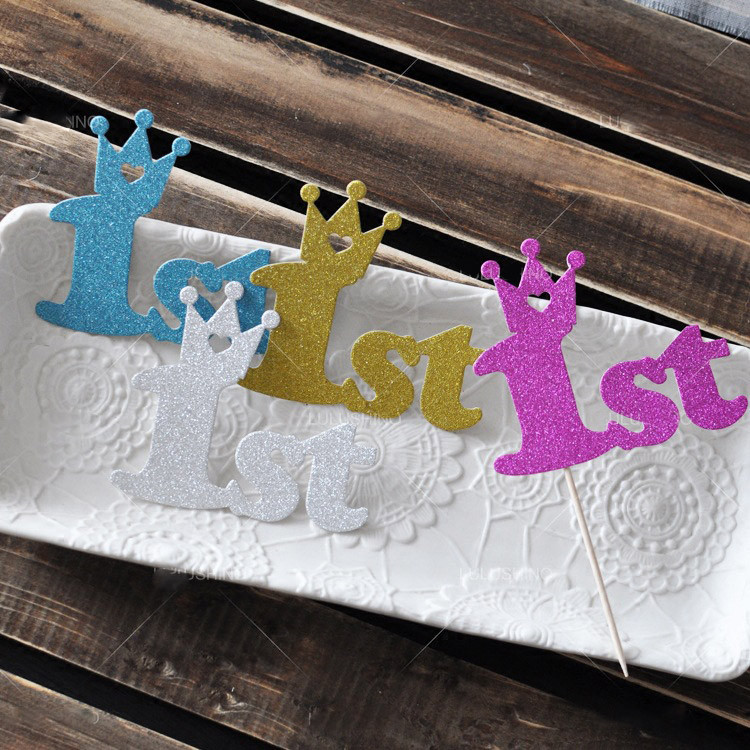 5/10 db 1 éves baba buli Cupcake toppers első születésnapi parti jubileumi díszek fiú lány 1. születésnapi kellékek