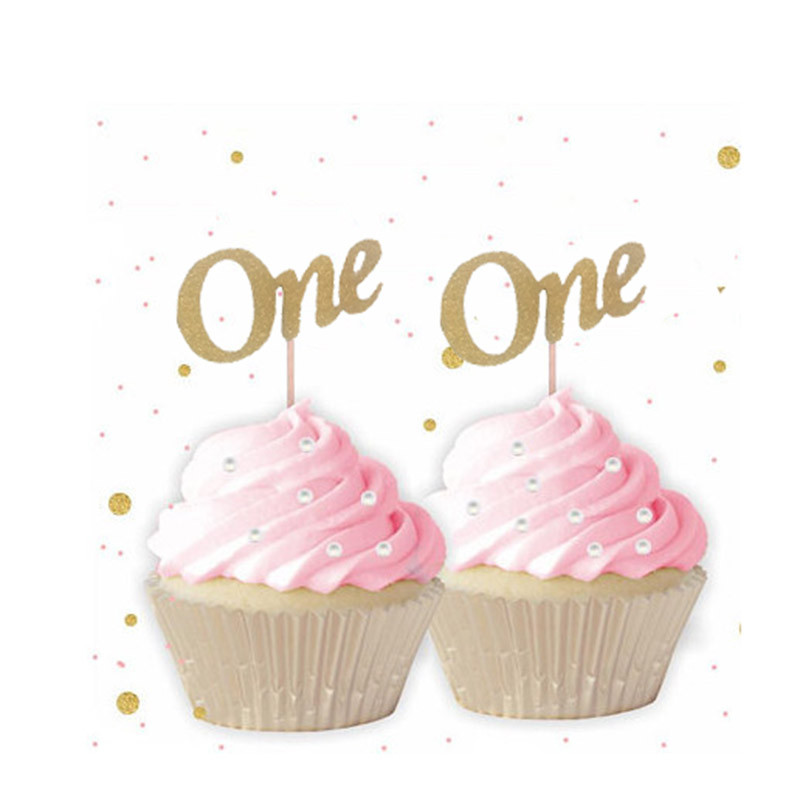5/10 db 1 éves baba buli Cupcake toppers első születésnapi parti jubileumi díszek fiú lány 1. születésnapi kellékek
