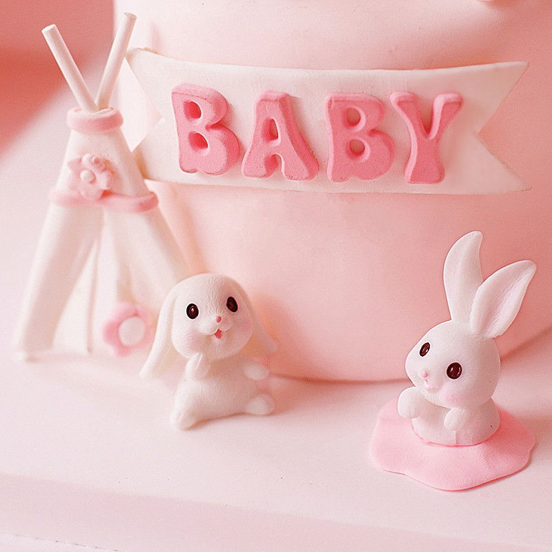 Lovely Pink Rabbit Train Cake Toppers για τούρτα γενεθλίων κοριτσιού Παιδικό πάρτι Χρόνια πολλά για μωρά Προμήθειες Υπέροχα δώρα