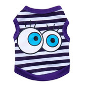 Vasariniai dryžuoti šunų marškinėliai Animacinio filmo didelių akių rašto naminių šunų drabužiai mažiems šunims Čihuahua marškinėliai šuniuko liemenė kvėpuojantys drabužiai