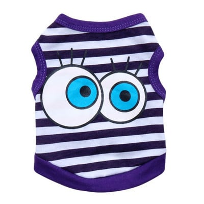 Vasariniai dryžuoti šunų marškinėliai Animacinio filmo didelių akių rašto naminių šunų drabužiai mažiems šunims Čihuahua marškinėliai šuniuko liemenė kvėpuojantys drabužiai