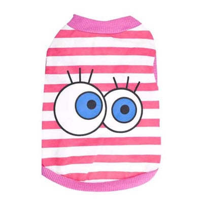 Vasariniai dryžuoti šunų marškinėliai Animacinio filmo didelių akių rašto naminių šunų drabužiai mažiems šunims Čihuahua marškinėliai šuniuko liemenė kvėpuojantys drabužiai